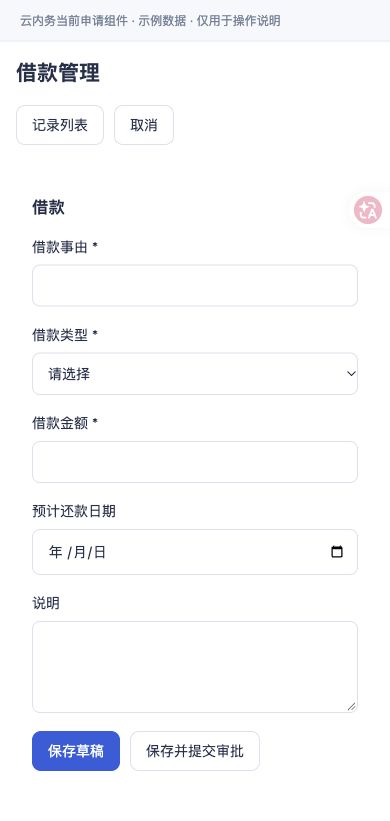 借款 · 填写表单与提交按钮