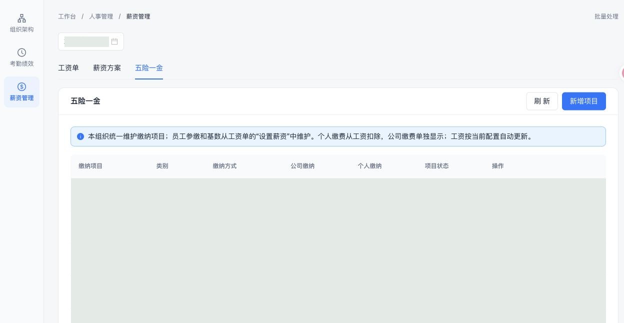 五险一金：组织缴纳项目与比例配置
