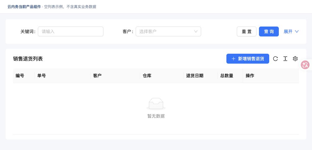 办理销售退货 · 功能入口